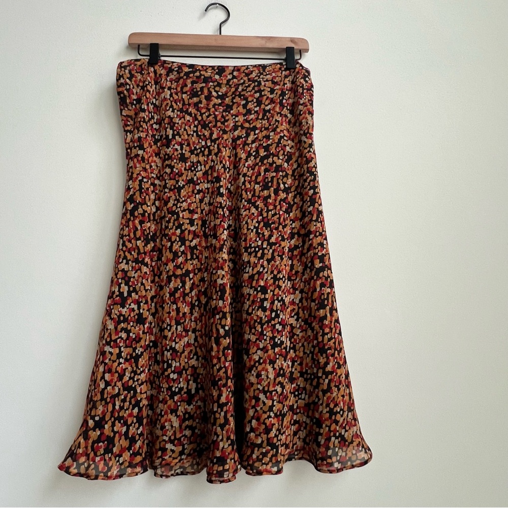 LES COPAINS Made In Italy 100% Silk Midi Skirt Geometric Retro Hipster Fall 44 - Picture 2 of 12